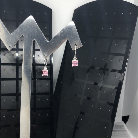 Sterling silver 925  pink earrings timeless style casual everyday fine jewelry. - Picture 6 of 7